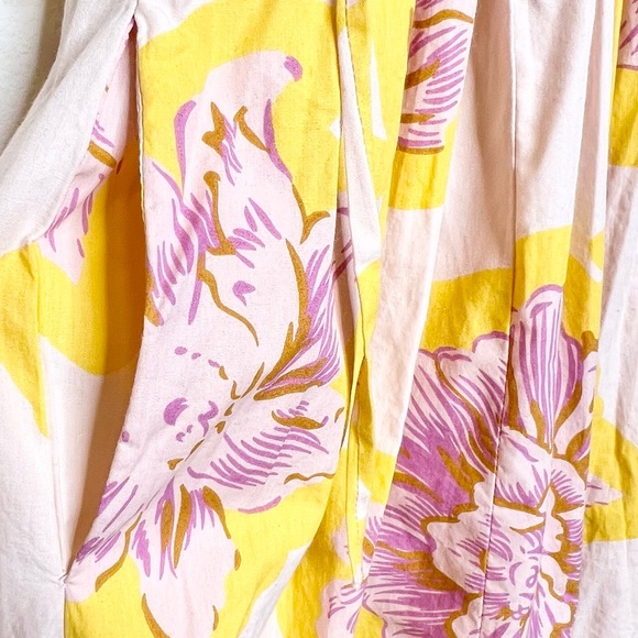 NEW Free People Kalina Printed Floral Cut-out Women Midi Dress Lilac/Yellow - Picture 8 of 10